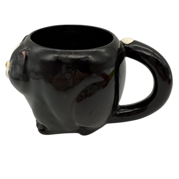 Takahashi Japan 3D Black Tuxedo Cat Coffee Cup Ceramic Tail Handle Paws Base - Picture 3 of 12